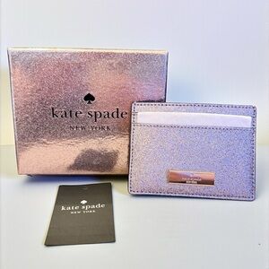 Kate Spade Silver Glitter Card Holder with Box